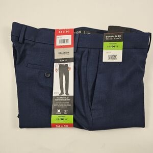 Kenneth Cole Reaction Men's Techni-Cole Performance Pant Sz 34x30 Slim Fit Blue